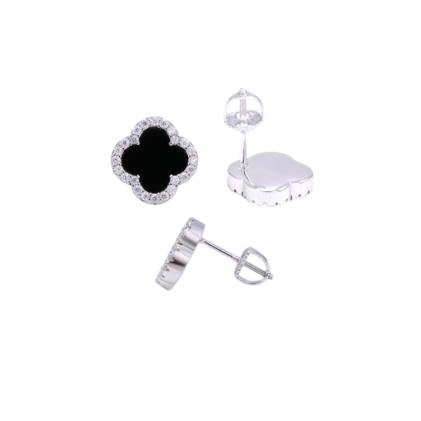 Onyx Clover Earring